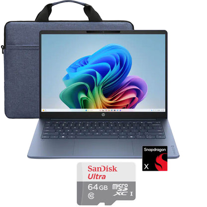 HP OmniBook 3 14" 2K Touchscreen Laptop - 16GB Memory, 512GB SSD (Starlit Blue) with Bag and 64GB microSDXC Card