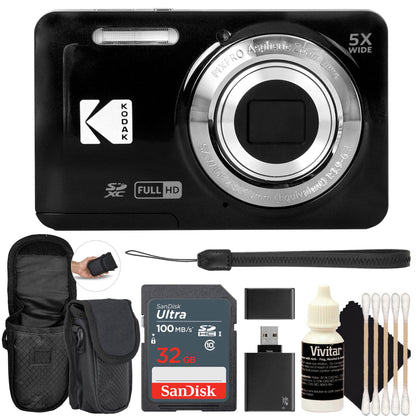 Kodak PIXPRO FZ55 16MP Digital Camera - Black Essential Bundle