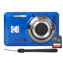Kodak PIXPRO FZ55 16MP Digital Camera Blue with SanDisk 32GB SDHC Ultra Memory Card