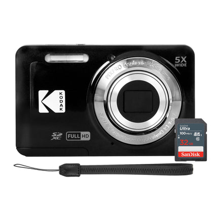 Kodak PIXPRO FZ55 16MP Digital Camera Black with SanDisk 32GB SDHC Ultra Memory Card