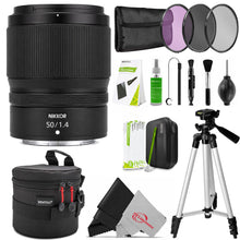 Nikon NIKKOR Z 50mm f/1.4 Lens (Nikon Z Mount) + 3pc Filter Kit + Lens Cap Holder (x2) + Slave Flash + Professional Tripod + Lens Case