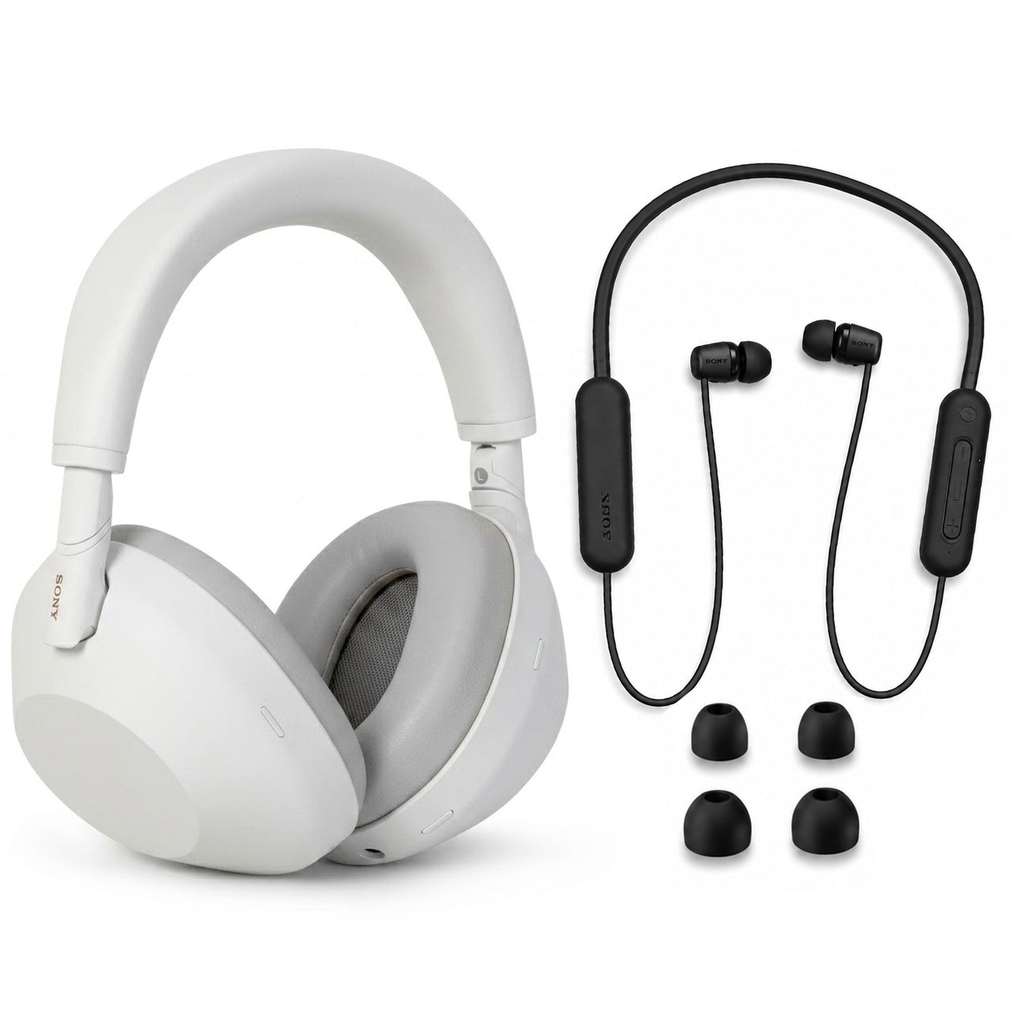 Sony WH-1000XM6 Wireless Noise Canceling Headphones - Silver + Wireless In-Ear Headphones - Black