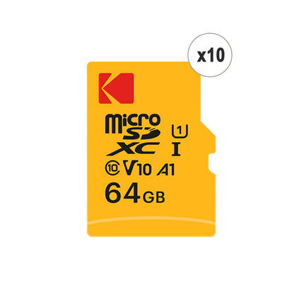 Kodak 64GB Premium Performance microSDXC Memory Card with SD Adapter - 10 Pack