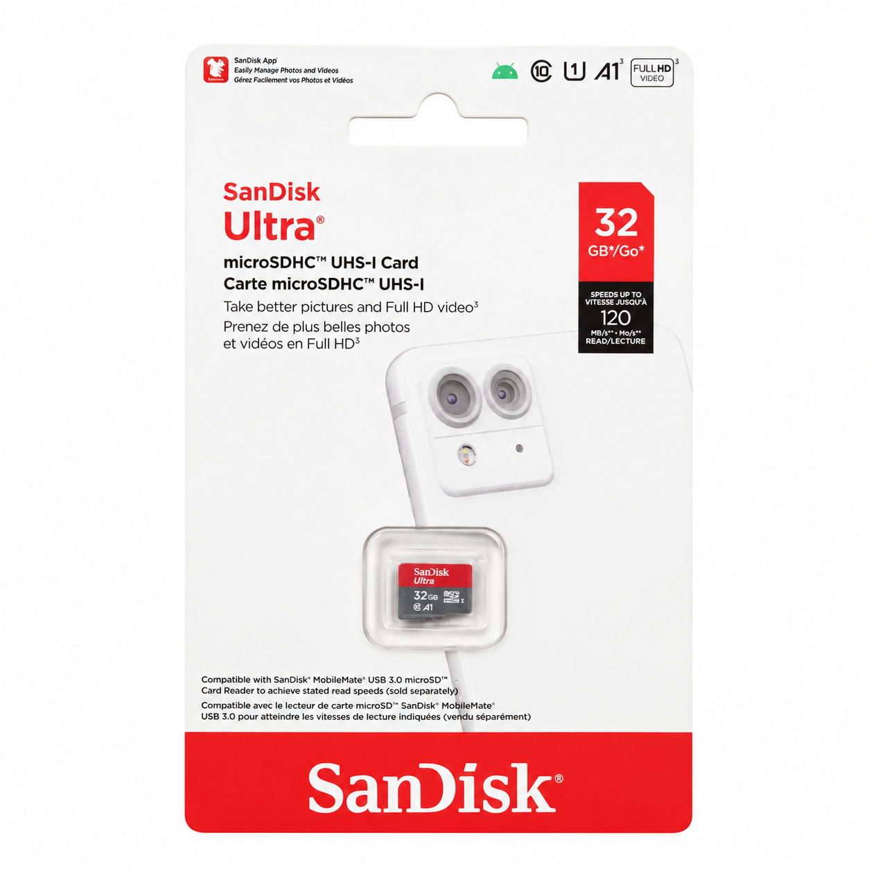 SanDisk Ultra 32GB microSDHC UHS-I Memory Card
