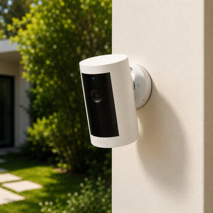 Ring Outdoor Cam Plus Battery, Retinal 2K Security Camera - White