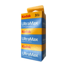 Kodak UltraMax 400 Color Negative Film (35mm, 36 Exposures) - 3 Pack + 6" 40 Pockets PU Leather Photo Storage Album (4x6 Inch, 80 Photos)