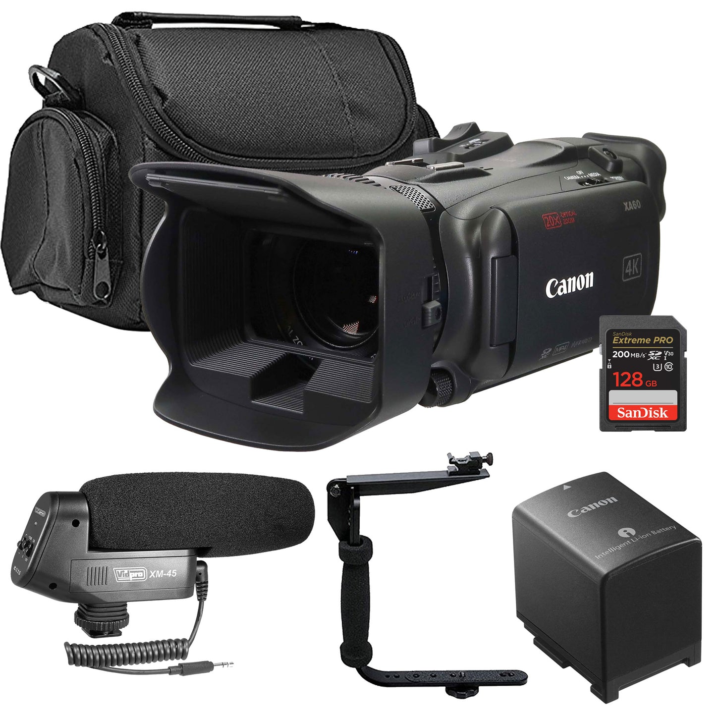 Canon XA60 Professional UHD 4K Camcorder PAL with Genuine Canon BP-820 Lithium-Ion Battery Pack Professional Video Bundle