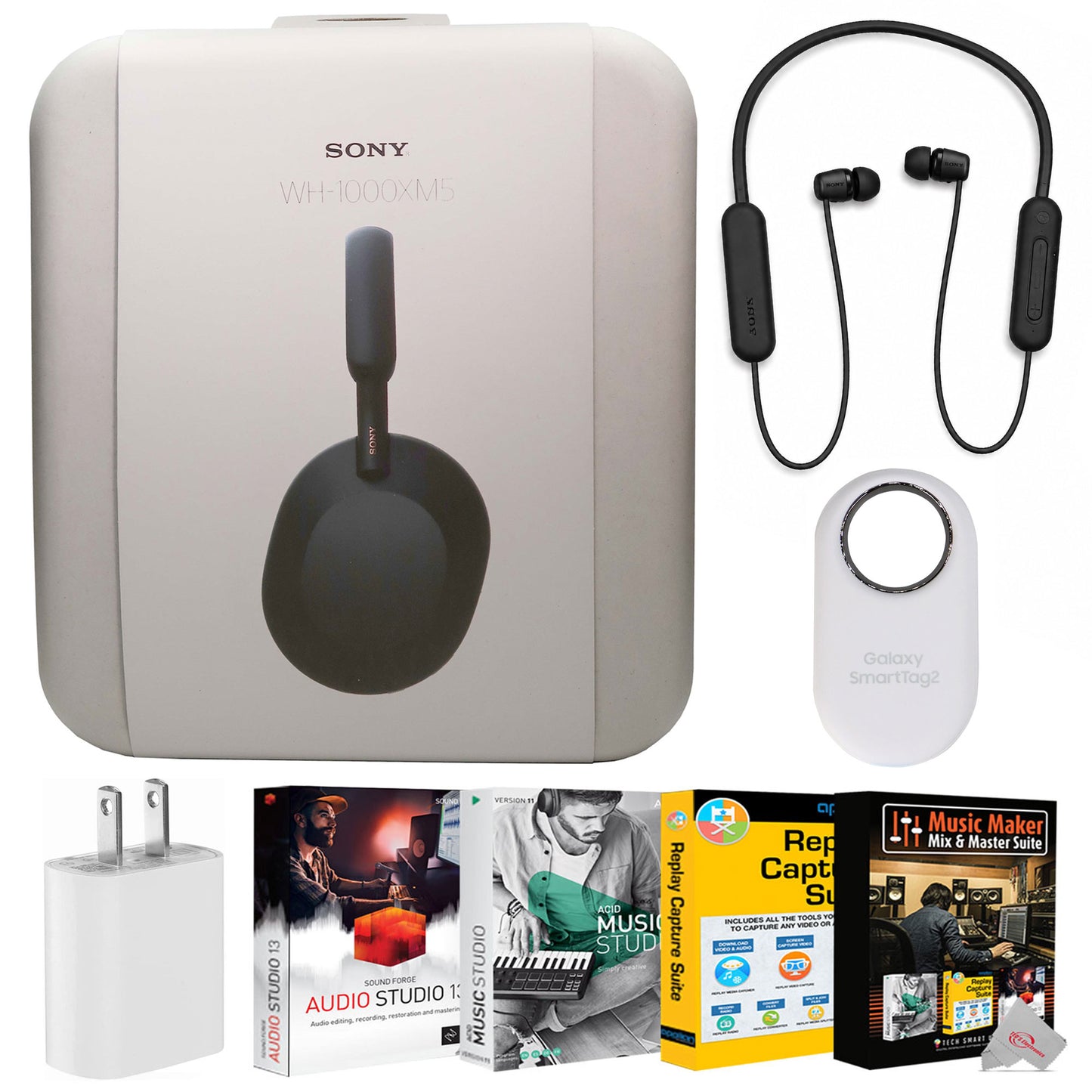 Sony WH-1000XM5 Wireless Headphones Black with In-Ear Headphones Audio Bundle
