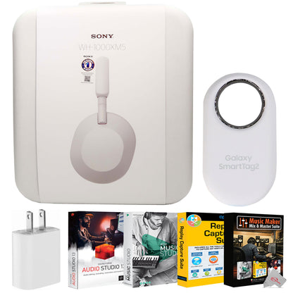 Sony WH-1000XM5 Noise-Canceling Wireless Headphones (Silver) Accessory Bundle