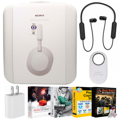Sony WH-1000XM5 Noise-Canceling Over-Ear Wireless Headphones Silver Audio Bundle