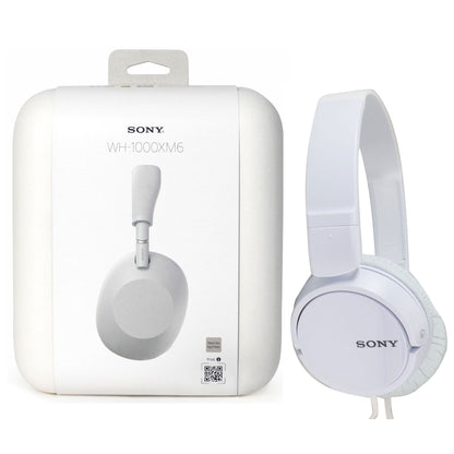 Sony WH-1000XM6 Wireless Noise Canceling Headphones - Silver + Sony MDR-ZX110 On-Ear Wired Headphones (White)