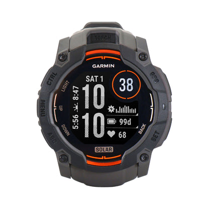Garmin Instinct 3 Solar Rugged Outdoor GPS Smartwatch - 50mm, Silicone Band (Black) + 2 Year Repair and Replace Plan