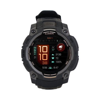 Garmin Instinct 3 AMOLED Rugged Outdoor GPS Smartwatch - 45mm, Silicone Band (Black) + 3 Year Product Repair and Replace