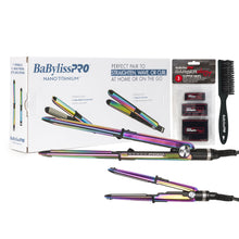 BaByliss Pro Nano Titanium Prima3100 & Prima2000 Styling Irons Prepack BNTPK1RB (Iridescent) + Clipper Grips 3-Pack + Fade Brush