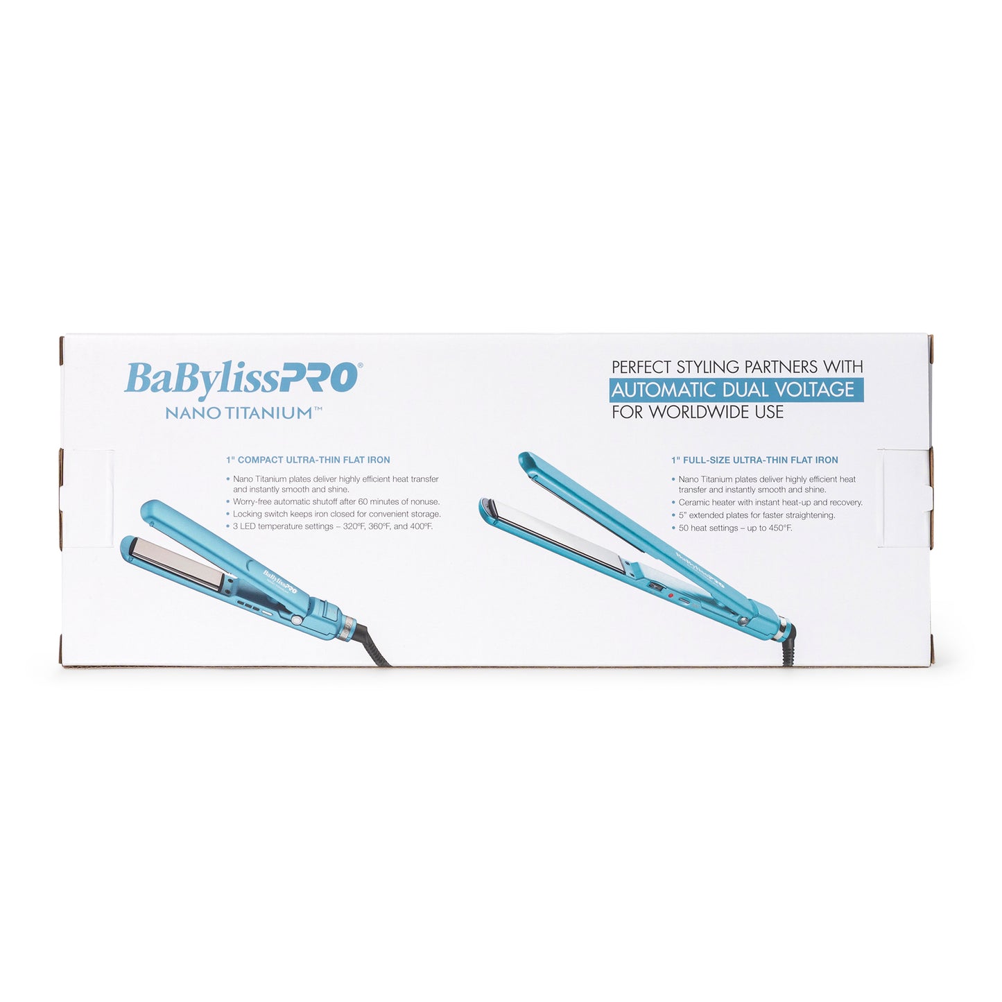 BaByliss Pro Nano Titanium 1" Full-Size & 1" Compact Ultra-Thin Flat Iron Prepack BNTPP84 + Barberology 10oz Spray Bottle + Professional Cutting Cape