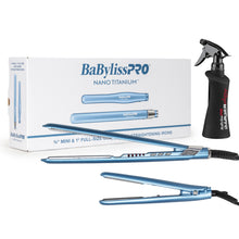 BaByliss Pro Nano Titanium 1" Ultra-Sleek Flat Iron & 3/4" Ultra-Sleek Straightener Prepack BNTPP93 + Spray Bottle