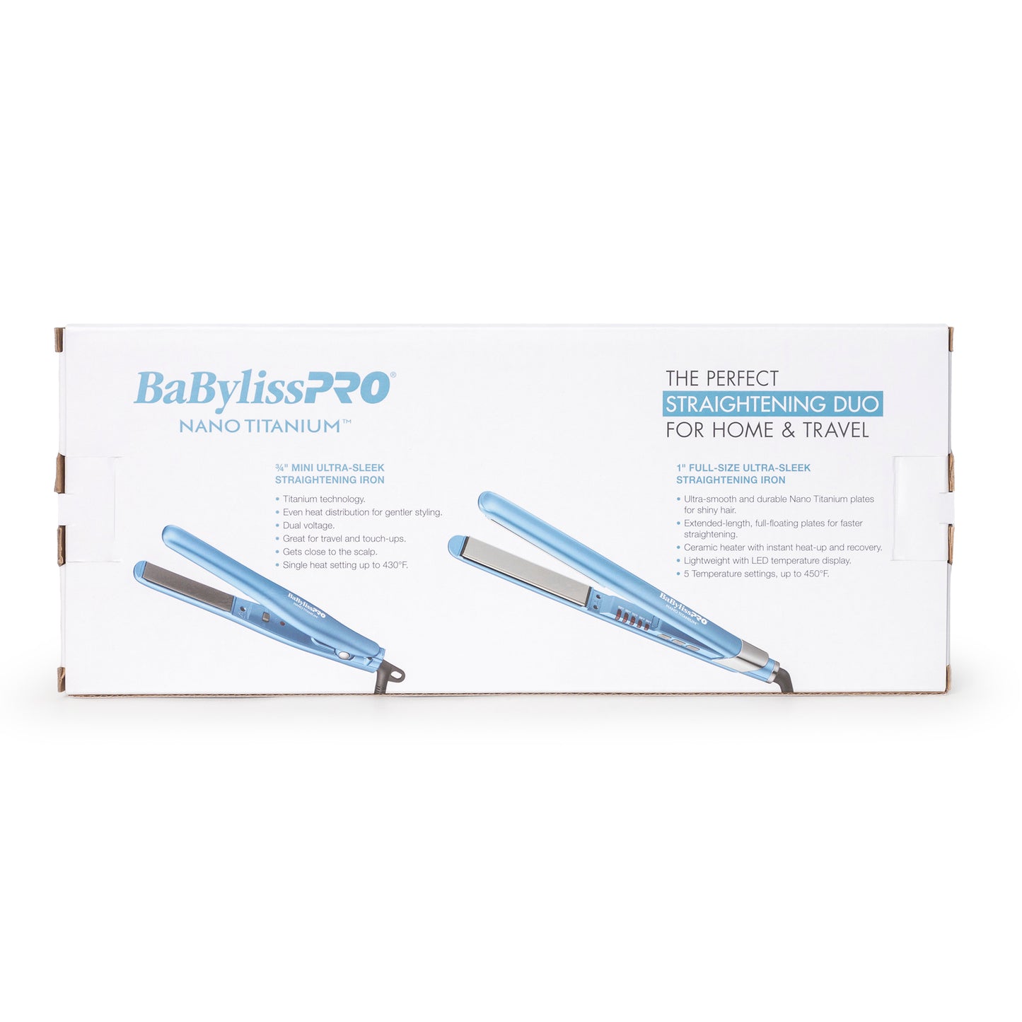 BaByliss Pro Nano Titanium 1" Ultra-Sleek Flat Iron & 3/4" Ultra-Sleek Straightener Prepack BNTPP93 + Spray Bottle