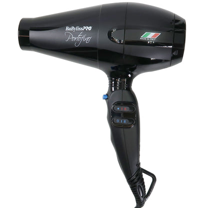 BaByliss Pro Portofino 2000 Watts Dryer Black #BPOR1 + Porcelain Ceramic Limited Edition Straightening Iron 1" and Spring Curling Iron 1¼" Styling Set
