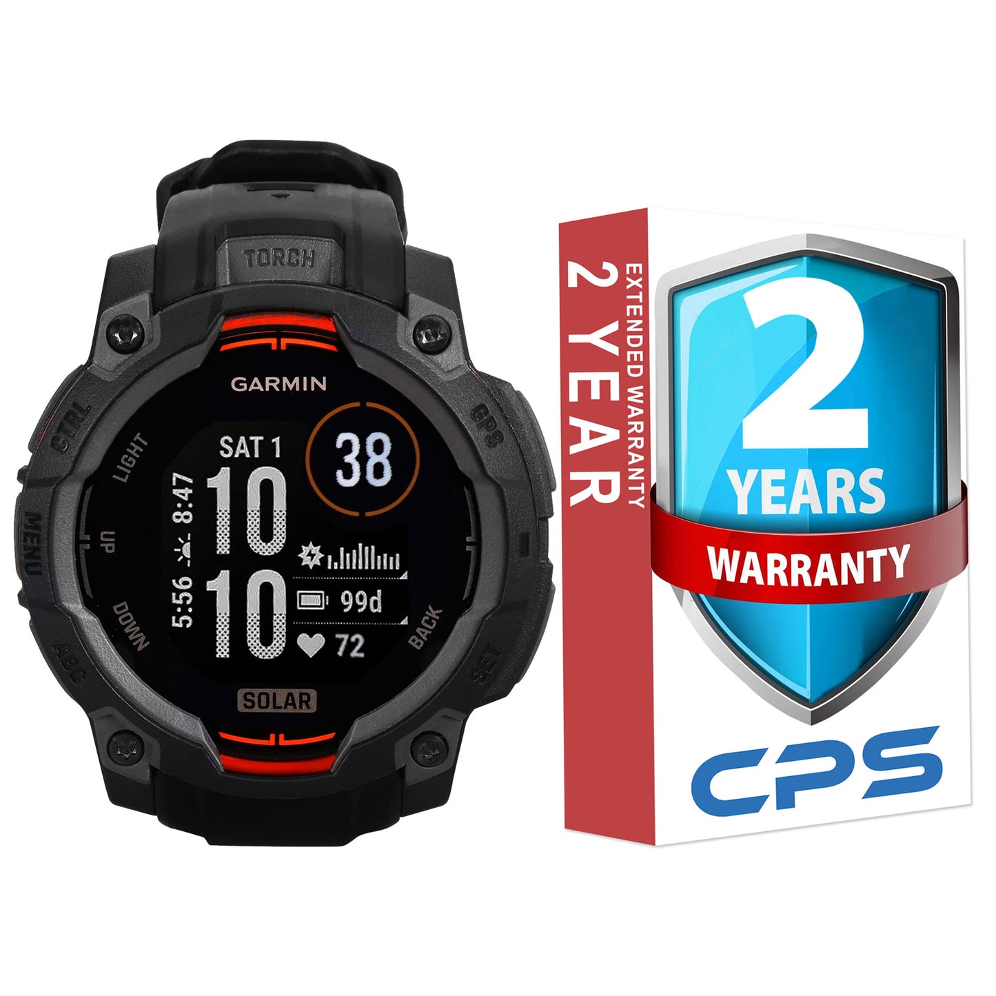 Garmin Instinct 3 Solar Rugged Outdoor GPS Smartwatch - 45mm, Silicone Band (Black) + 2 Year Repair and Replace Protection Plan