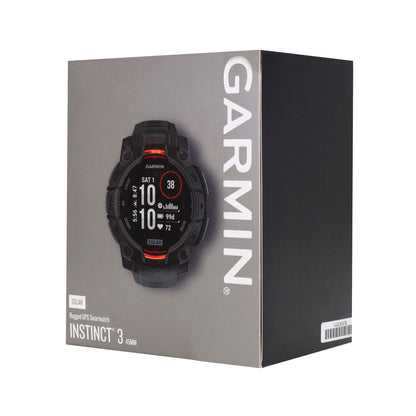Garmin Instinct 3 Solar Rugged Outdoor GPS Smartwatch - 45mm, Silicone Band (Black) + 2 Year Repair and Replace Protection Plan