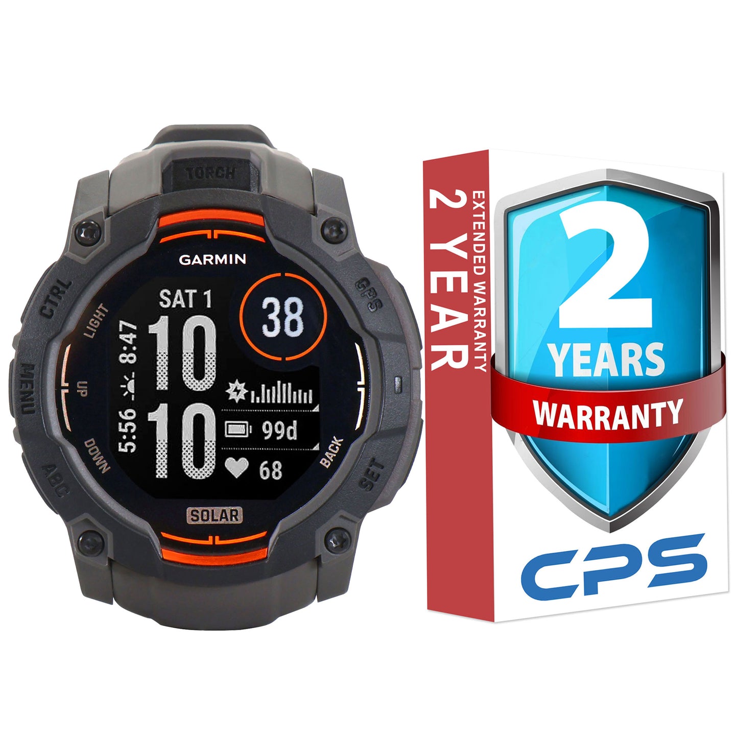 Garmin Instinct 3 Solar Rugged Outdoor GPS Smartwatch - 50mm, Silicone Band (Black) + 2 Year Repair and Replace Plan
