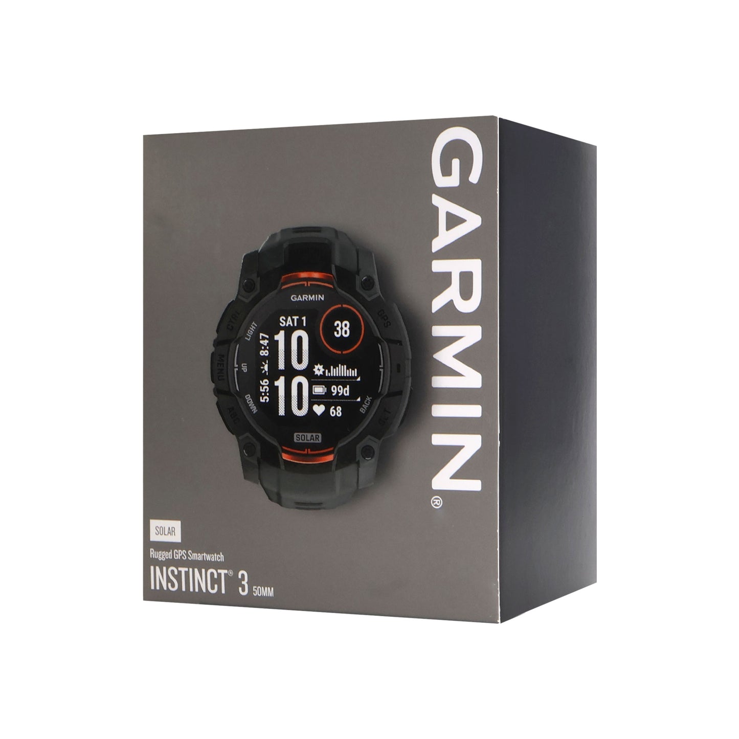 Garmin Instinct 3 Solar Rugged Outdoor GPS Smartwatch - 50mm, Silicone Band (Black) + 2 Year Repair and Replace Plan