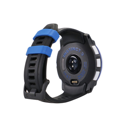 Garmin Instinct 3 Solar Rugged Outdoor GPS Smartwatch – 50 mm, Silicone Band (Whitestone with Black/Bolt Blue) + 3 Year Repair and Replace Protection Plan