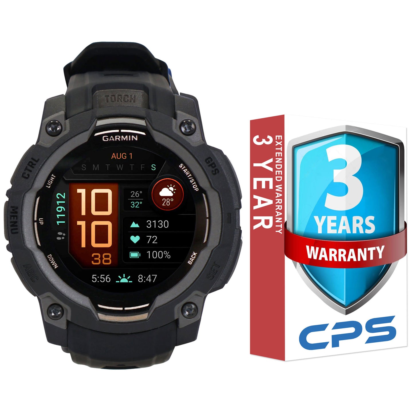 Garmin Instinct 3 AMOLED Rugged Outdoor GPS Smartwatch - 45mm, Silicone Band (Black) + 3 Year Product Repair and Replace
