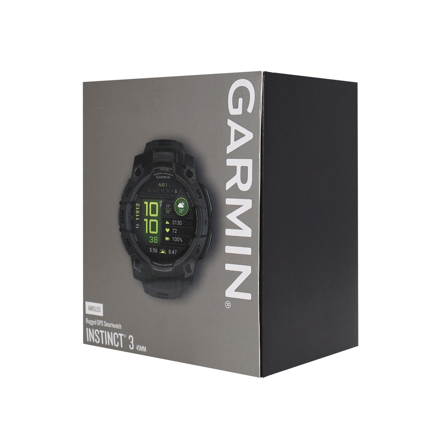 Garmin Instinct 3 AMOLED Rugged Outdoor GPS Smartwatch - 45mm, Silicone Band (Black) + 3 Year Product Repair and Replace