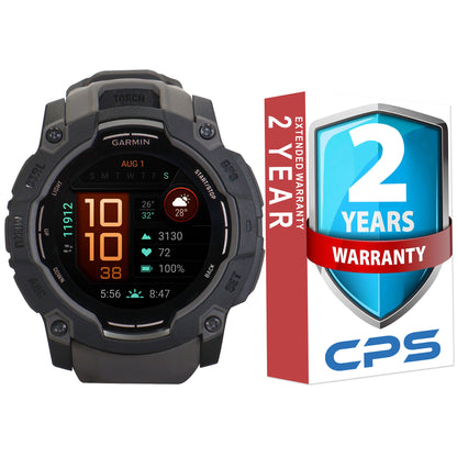 Garmin Instinct 3 AMOLED Rugged Outdoor GPS Smartwatch - 50mm, Silicone Band (Charcoal) + 2 Year Repair and Replace Protection Plan