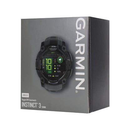 Garmin Instinct 3 AMOLED Rugged Outdoor GPS Smartwatch - 50mm, Silicone Band (Charcoal) + 2 Year Repair and Replace Protection Plan