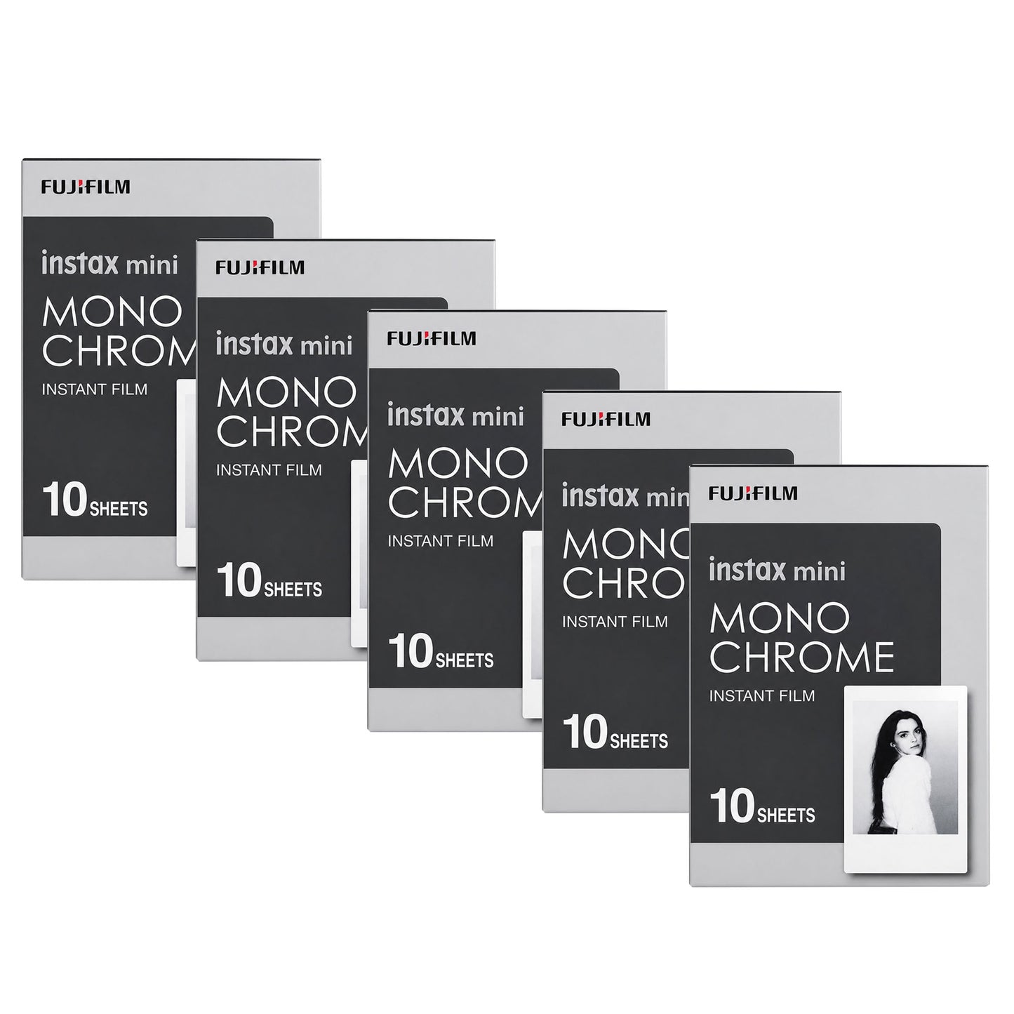 FUJIFILM instax mini Monochrome Instant Film (10 Exposures) - 5 Pack