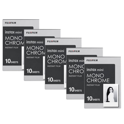 FUJIFILM instax mini Monochrome Instant Film (10 Exposures) - 5 Pack