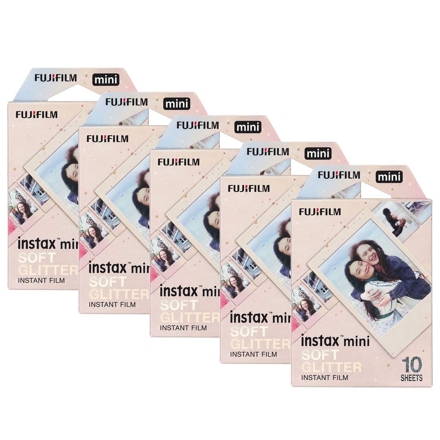 FUJIFILM instax mini Instant Film (Soft Glitter, 10 Exposures) - 5 Pack