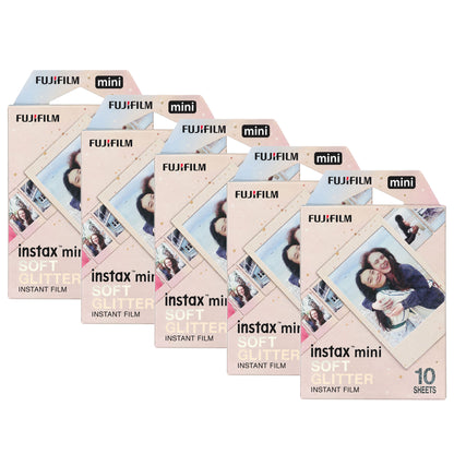 FUJIFILM instax mini Instant Film (Soft Glitter, 10 Exposures) - 5 Pack