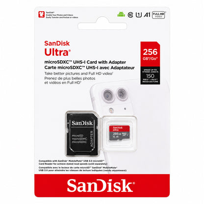 SanDisk Ultra 256GB microSDXC UHS-I Memory Card with Adapter