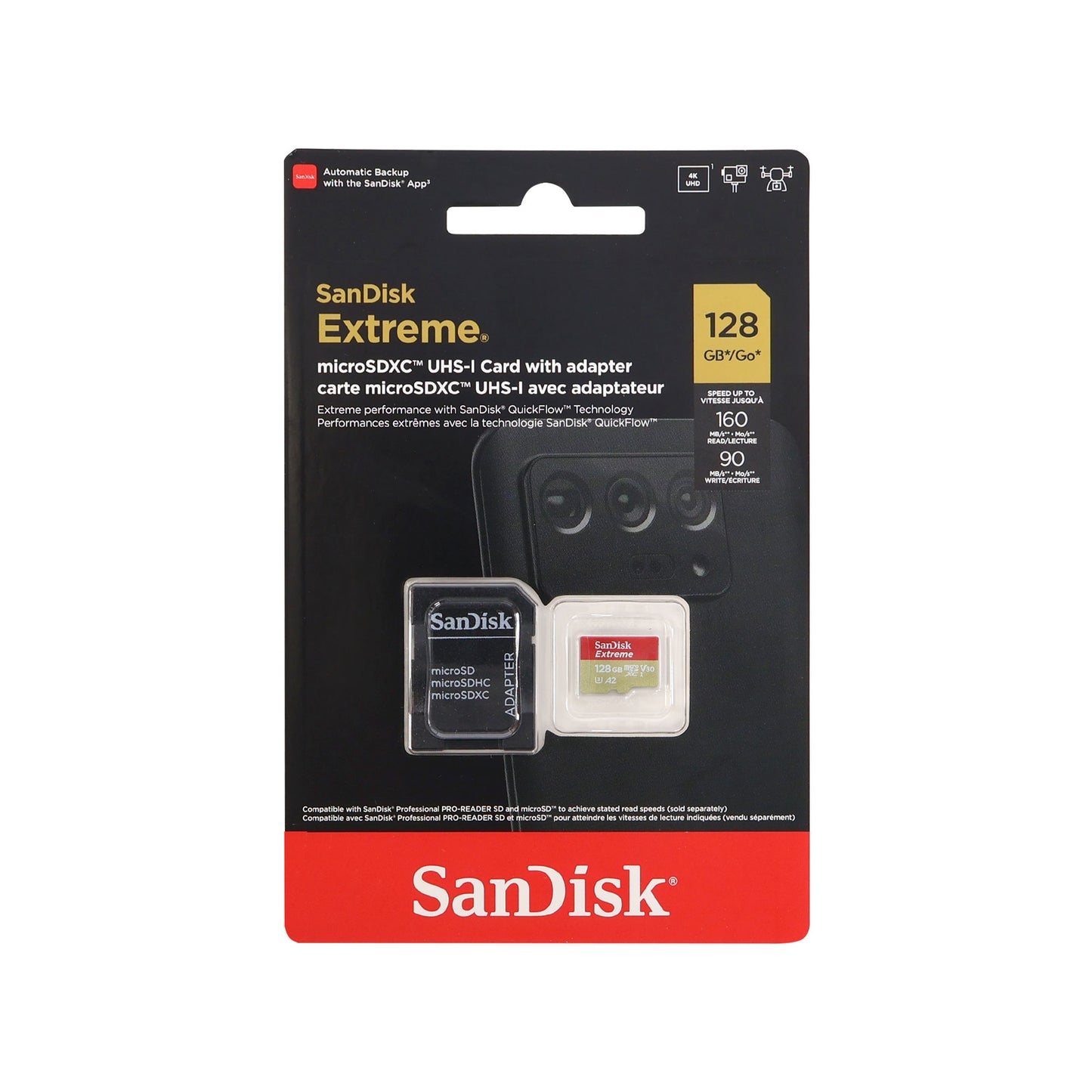 SanDisk Extreme 128GB microSDXC UHS-I Memory Card 190MB/s Read
