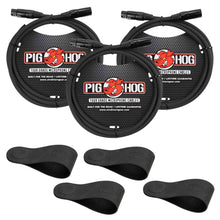 Pig Hog 8mm XLR Microphone Cable Male to Female 6 Ft Fully Balanced Premium Mic Cable - 5 Units + Pig Hog Magnetic Cable Organizer - 2 Pack