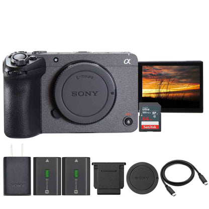 Sony FX30 Digital Cinema Camera (Black) + Sony NP-FZ100 InfoLITHIUM Z-Series Rechargeable Battery (2280mAh) + 64GB Memory Card