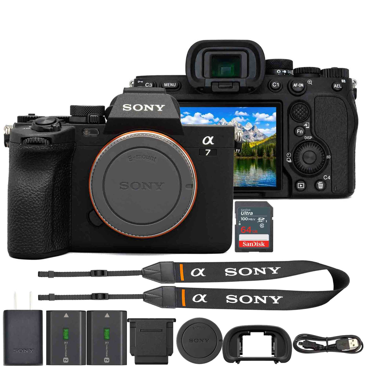 Sony a7 IV Mirrorless Camera + Sony NP-FZ100 InfoLITHIUM Z-Series Rechargeable Battery (2280mAh) + 64GB Memory Card