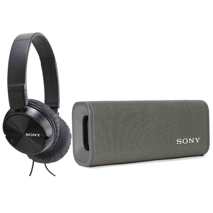 Sony ULT FIELD 3 Wireless Portable Bluetooth Speaker - Forest Gray (SRS-ULT30/H) + Sony MDR-ZX110 On-Ear Wired Headphones (Black)