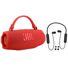 JBL Charge 6 Portable Waterproof Bluetooth Speaker (Red) + Sony WI-C100 Wireless In-Ear Headphones - Black