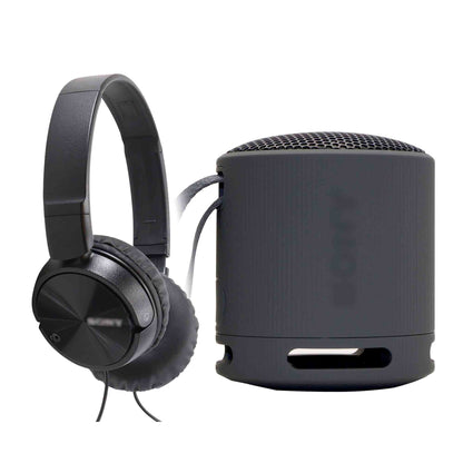 Sony XB100 Portable Waterproof Bluetooth Speaker (Black) + On-Ear Wired Headphones (Black)