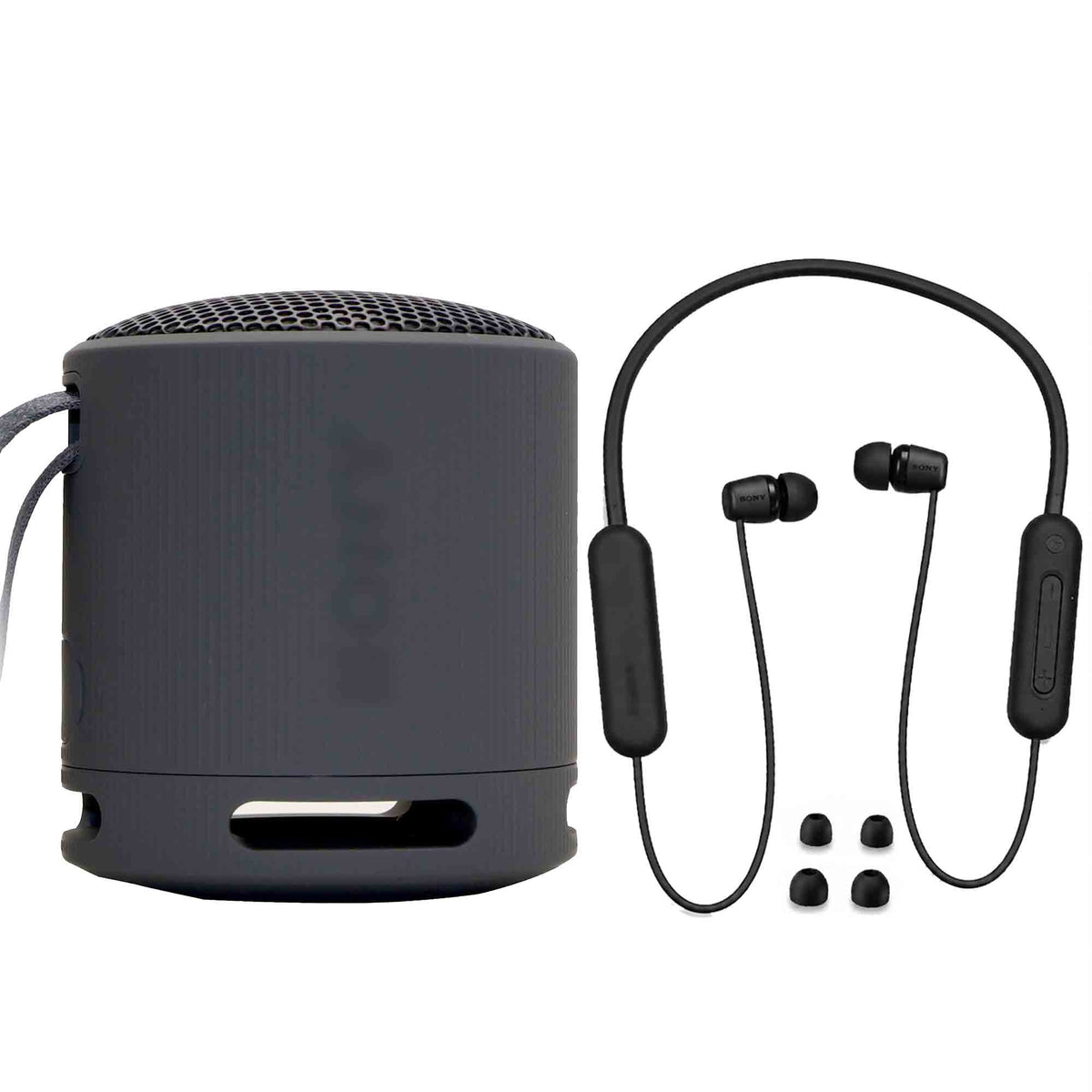 Sony XB100 Portable Waterproof Bluetooth Speaker (Black) + Wireless In-Ear Headphones