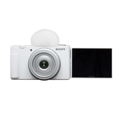 Sony ZV-1F Vlogging Camera for Content Creators and Vloggers (White) + SanDisk 64GB Ultra SDXC UHS I Memory Card + Spider Tripod + Camera Carrying Case + Cleaning Kit + USB SD Card Reader