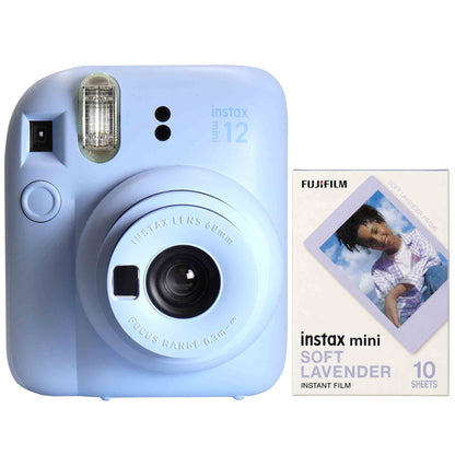 FUJIFILM INSTAX MINI 12 Instant Film Camera (Pastel Blue) + Soft Lavender Instant Film (10 Exposures)