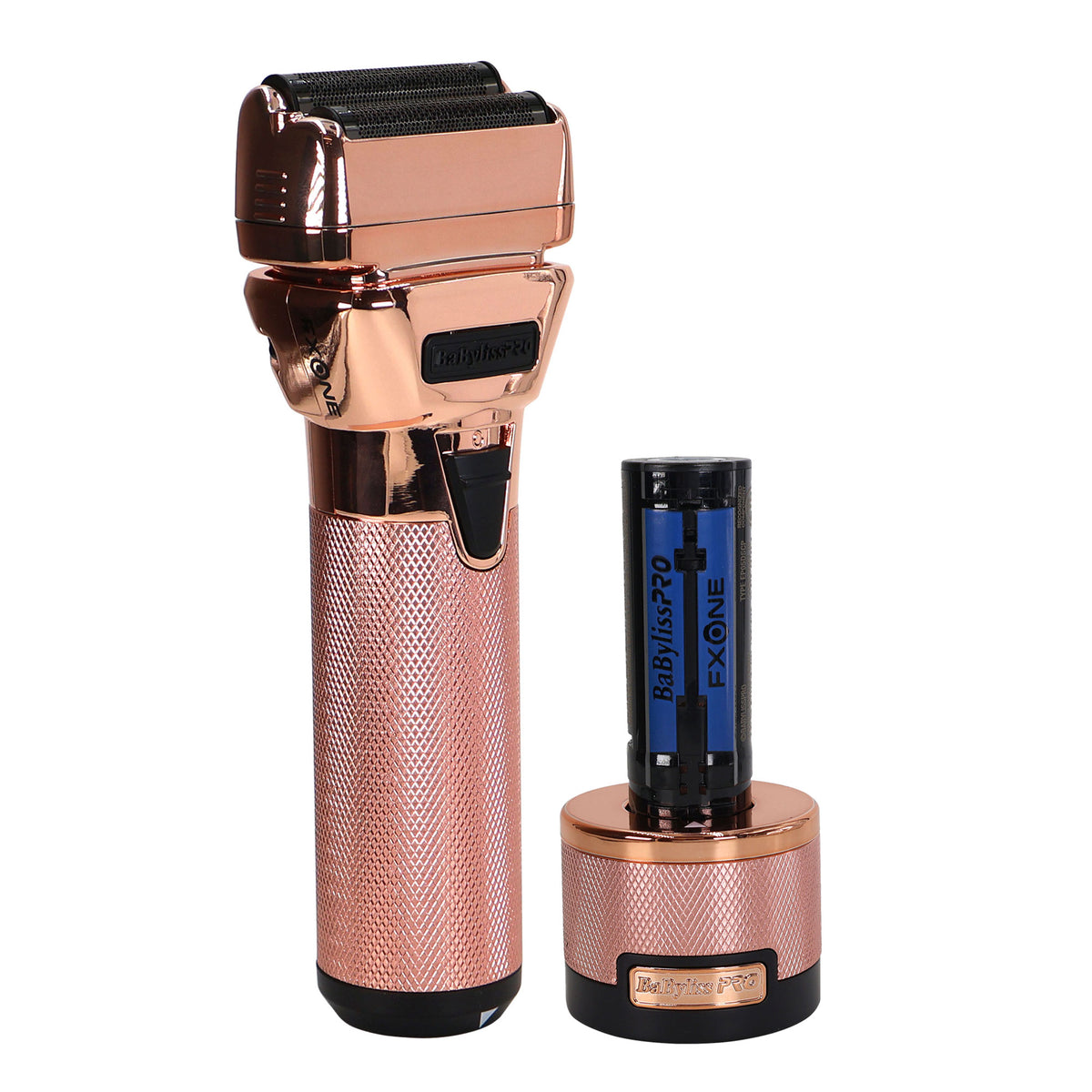 BaByliss Pro FXONE ROSEFX All-Metal Interchangeable-Battery Shaver FX79FSRG - Rose Gold + Clipper Grips 3-Pack