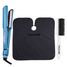 BaByliss Pro Nano Titanium 1½" Ultra Thin Straightener Flat Iron + BaByliss Pro Barberology Professional Cutting Cape BBCAPEMB + Fade Brush