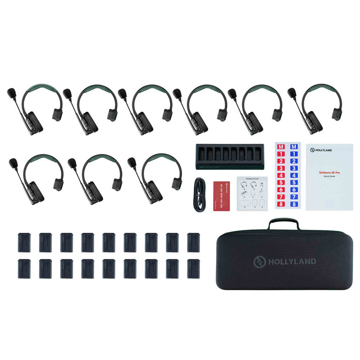 Hollyland Solidcom SE Pro 9S Wireless Intercom Headset System - Full-Duplex Communication for 9 Users
