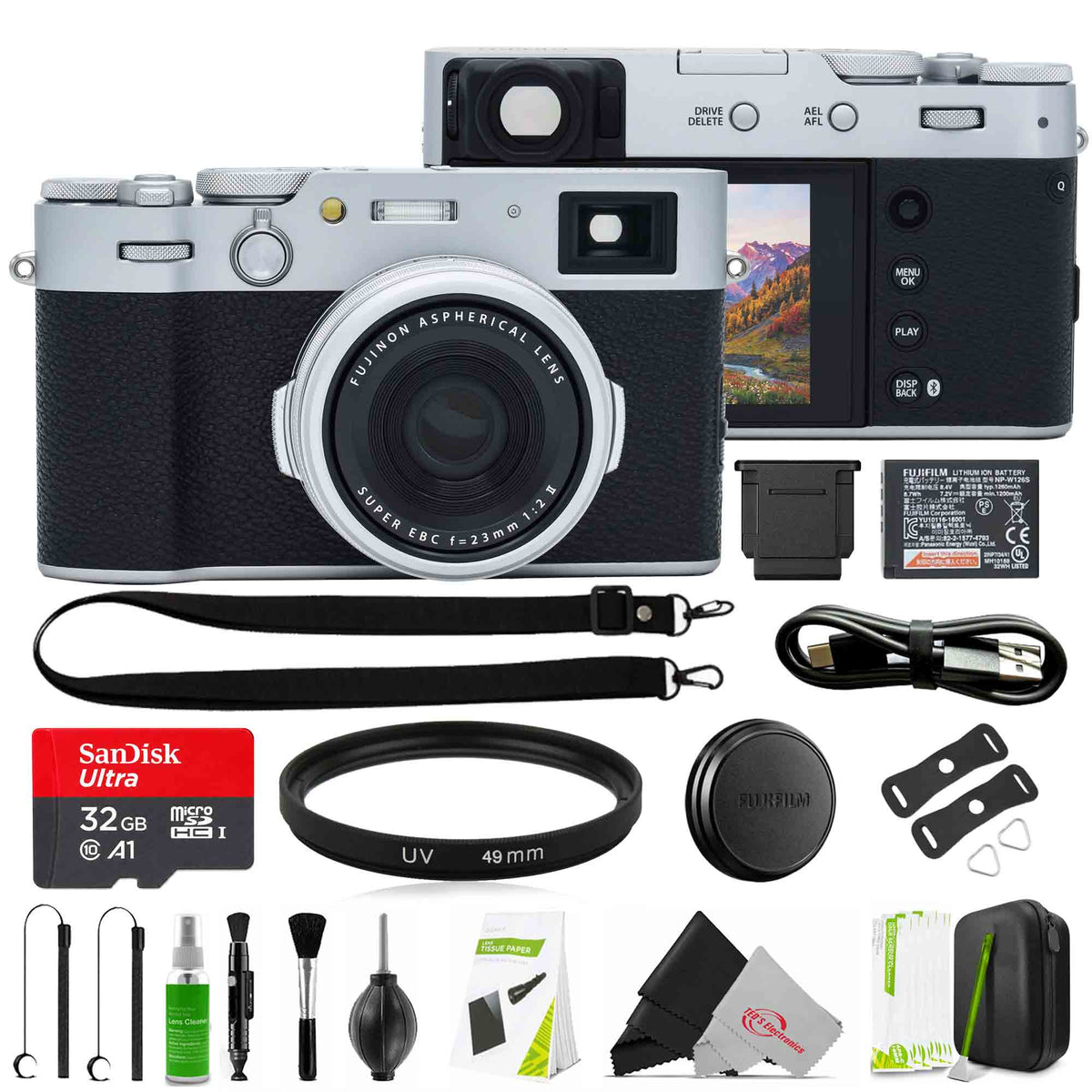 Fujifilm X100VI Digital Camera Silver Photography Bundle